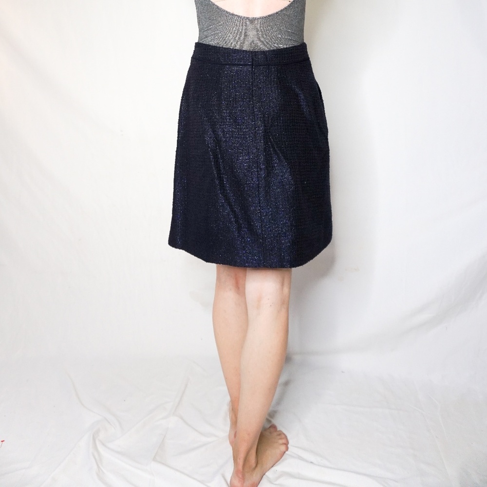 CHANEL Uniform Textured Blue Metallic Mini Skirt - Picture 3 of 7